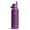 Hydro Flask – Standard Flex Straw Cap 621 ml (21 oz) Bottle – Stainless Steel, Leakproof, Cupholder Compatible – Insulated Cold 24 Hrs – Beachplum