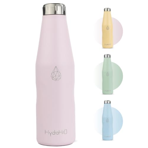 HYDRO H2O 25 oz insulated water bottles, Cup Holder Friendly, Double Wall Vacuum Stainless Steel, 12H Hot/24H Cold Leakproof Water Bottle Metal with Non-Slip Grip, BPA-Free Gym Office Gift, Pink