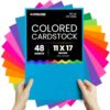 Hygloss Bright Colored Cardstock - 11x17-Inch, 12 Assorted Colors, 48 Sheets, 65 lb/ 176 gsm, Fade-Resistant, Acid-Free Color Card Stock Paper