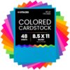 Hygloss Bright Colored Cardstock - 8.5x11-Inch, 12 Assorted Colors, 48 Sheets, 65 lb/ 176 gsm, Fade-Resistant, Acid-Free Color Card Stock Paper