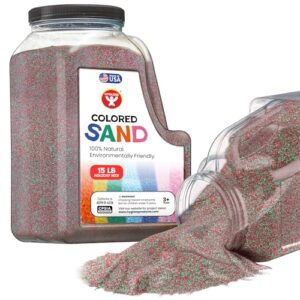 Hygloss Colored Sand – Holiday Red & Green Color Festive Craft Sand for Art, Christmas, Xmas Party, Winter Decor Seasonal Projects, Kids Crafts – 100% Natural & Environmentally Friendly (15 lb Bottle)