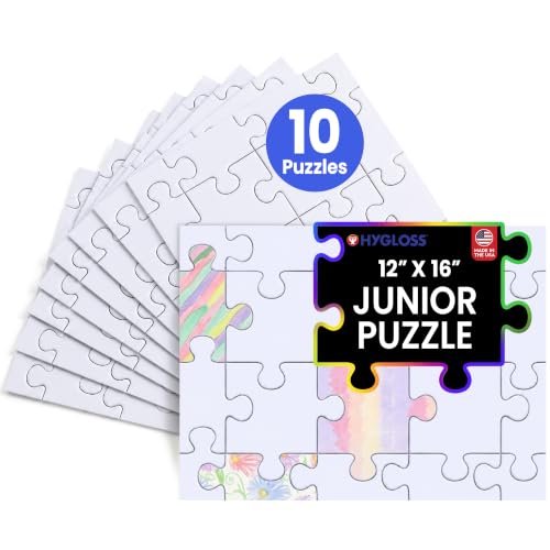 Hygloss Junior Community Puzzle – Award-Winning – Set of 10 – 20 Piece Blank Puzzle to Write and Draw On – Universal Interlocking Pieces, 12" x 16" Layout – Toddler Arts & Crafts, Kids Group Activity