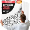 Hygloss Large Dry Erase Poster Board Paper 22x28 Inch (50 Count) Single-Sided Wall White Board Dry Erase Sheets - 14 Pt. Thick Paper for Home, School, Classroom, Office, Kids Art, Menus Signs, Lists