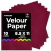 Hygloss Velour Paper 8.5 x 11, Soft Flocked Craft Paper, 10 Sheets Burgundy