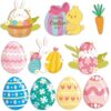 Hying 40 PCS Easter Cutouts Easter Classroom Bulletin Board Decorations Set Chick Eggs Bunny Cut-Outs Decorations Cardboard Paper Cutting Decoration with Glue Points for Classroom Chalkboard Decor