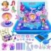 Hymaz Mermaid Sensory Bin, Play Sand Art Kit with 2.2lbs Sensory Sand, Sea Pearl Shell and Treasure Accessories, Ocean Sandbox Beach Pretend Play Toy Christmas Birthday Gift for Girls Kids Ages 3-8