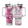 Hyturtle Personalized Breast Cancer 40oz Tumbler with Handle & Straw