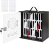 HZE Cell Phone Holder Classroom, 31 Slots, Wooden, Cell Phone Lock Box Pocket Chart with Handle and Security Lock for Storage and Organizer for Teacher, School (Black)