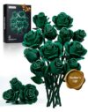 iATOM Green Rose Bouquet Building Set, 12Pcs Fake Flowers Botanical Collection Gift for Adult, Mothers Day and Saint Patricks Day Decorations for Her/Girlfriend/Mom/Wife/Couple