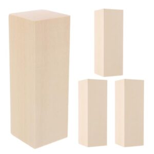 ibasenice 4pcs Basswood Carving Blocks Unfinished Wood Craft Blocks for Wood Carving Projects and DIY Crafts with Even Texture and Flat, Knot-Free Surface