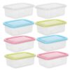 ibasenice 8pcs Rectangular Food Container, 350ml Plastic Storage Boxes with Lids, Airtight Bento Lunch Boxes, Stackable Organizers for Lunch, Meal Prep, and Leftovers