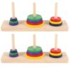 ibasenice Wooden Tower of Hanoi Puzzle 2 Pack Brain Teaser Board Game for Adults and Kids Ages 6 Intellectual Toy for Home DIY Party Play Smooth Surface 7.48 X 2.75 X 2.36 in