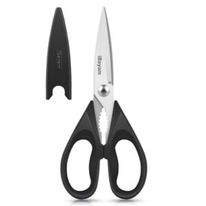 iBayam All Purpose Kitchen Shears with Protective Sheath, Black, 8.7 inch
