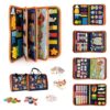 Ibenji Montessori Busy Book for Toddlers – Sensory Learning Toy with Zippers, Buckles, Letters, Numbers & Puzzles – Travel Quiet Book for Airplane & Car