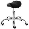 IBUYKE Leather Saddle Stool with Wheels, Adjustable Rolling Stool 14"-20", Comfortable Chair for Medical Massage Salon Kitchen Spa Tattoo Office, Ergonomic Swivel, Black WBD028B