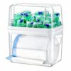 iCASA Trash Bag and Dishwasher Pod Dispenser - 3 in 1 Clear Storage Bins Holder for 13/30/33 Gallon Garbage Bags, Laundry Detergent Pods & Tabs, Under Sink Organizer for Kitchen and Laundry Room