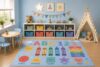 ICE Armor 5' x 7' ABC Numbers Colors Shapes Area Rug for Kids Playroom Nursery Bedroom, Educational Crayons Preschool Learning Classroom Cartoon Decor, Non-Slip Silicone Backing Low Pile