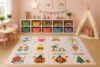 ICE Armor 5' x 7' Months of the Year Learning Area Rug for Kids Playroom Nursery Bedroom, Seasonal Calendar Educational Preschool Classroom Cartoon Decor, Non-Slip Silicone Backing Low Pile