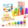 Ice Cream Counting and Color Sorting Stacking STEM Toys,71 Pcss,Montessori Number Preschool Kindergarten Learning Activities,Math Manipulatives Educational Fine Motor Skills Toys for Kids Ages 3+