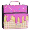 Ice Cream Zipper 3 Ring Binder Bag with Shoulder Strap for School