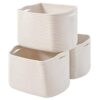 ICERZCZ Storage Baskets for Organizing Shelves, Woven Cotton Rope Bins for Baby Nursery Organization, Book Toy Towel Organizer, 15"x11"x9.5", 3 Packs, Off White