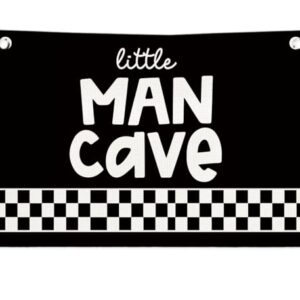 ICEWHITEY Little Man Cave Linen Banner, Toddler Boy Room Wall Decor