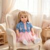 iCradle Reborn Baby Dolls 22 inch Newborn Toddler Dolls Blonde Hair Doll Girl Realistic Newborn Doll Toy Gift for Ages 3+ with Blue Clothes