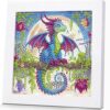 ICYANART Dragon Diamond Art Kits for Kids with Frame, Kids Diamond Art Painting Kit for Ages 6-8-12, Small Gem Kits for Girls Boys Adult Beginners, Home Wall Decor 7x7inch