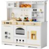 IdeaKey Wooden Play Kitchen, Kids Kitchen Playset with Realistic Lights and Sounds for Todllers, 35.8 Inches Large Toy Kitchen for Girls and Boys Ages 3+. White