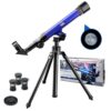 Ideal Swan Telescope for Kids 20x 30x 40x Beginner Spyglass Telescopic Blue