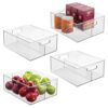 iDesign Divided Pantry Bin with Handles, Set of 4, Clear