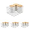 iDesign Plastic Stackable Kitchen Cabinet Storage Bin with Handles - Clear Pantry Organizer Medium (Pack of 4)