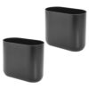 iDesign Small Slim Plastic Bathroom Trash Can, 2-Pack, Gray