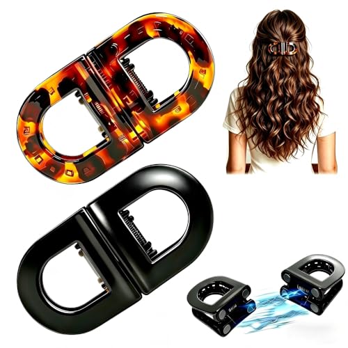IDFXP 2PCS Magnetic Hair Clips for Women, Strong Hold Magic Clip No Crease, Dual-Magnet Hair Claw for Thick Fine Curly Straight Hair, Lightweight Portable Hair Accessories for Everyday Styling