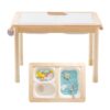 IEATFO Rubber Wood Montessori Sensory Table - 3 Foldable Storage Bins, Reinforced Frame, Height Adjustable Children's Table - Multifunctional Kids Activity Table Promotes Sensory Experiences & Growth