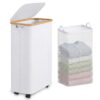 IEGrow Laundry Hamper with Wheels 74L Laundry Basket with Mesh Bag,White