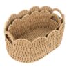 iEGrow Paper Rope Scalloped Basket, Set of 2 Woven Storage Wicker Baskets with Handle for Organizing and Shelves, Cute Boho Oval Baby Baskets for Decor, Towel, Toys, Nursery, Book, Gift Natural
