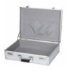 IEUDNS Aluminum Storage Case Portable Lock Box Organizer With Double Combination Locks Reinforced Aluminum Lining Mesh Pocket suitable for home use office organization travel, Silver, L P-lock