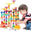 ifollower 166 pcs Marble Run Kit, Upgraded Marbles Kit for Kids STEM Toys with Glow Marbles, Beginner Marble Race Track Set with Colorful Birthday for Kids Boys Girls