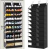 ifukdhu 10 Tier Clear Over The Door Shoe Organizer Storage,Door Shoes Rack,Clear Pockets Hanging Shoe Storage for Closet ﻿