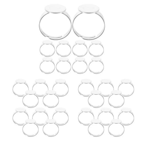 ifundom 30pcs Adjustable Round Ring Base Trays 12mm Stainless Steel Blank Bezel Ring Blanks for Jewelry Making Supplies Tarnish-Resistant and Wear-Resistant for Gifting and Festive