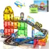 IGIVI Magnetic Tiles Road Set, STEM Magnetic Blocks for Kids Ages 3-5 4-8 5-7, Construction Magnet Tiles Kids Toys, Christmas Birthday Gift for Boys Girls Ages 3+