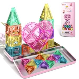 IGIVI Mini Magnetic Tiles Travel Set, Portable Magnetic Blocks for Toddlers