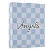 IHCVHQX Custom 3 Ring Binder 1.5 Inch Round Rings Checkered Light Blue Personalized Name Binders Organizer Fashion View Binder with 2 Pockets for School Office Supplies