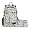 IHCVHQX Kids Backpack for Girls Boys Cute Doodle Science Icons Kindergarten School Bag with Lunch Box Preschool Bookbag Set for Young Elementary Students