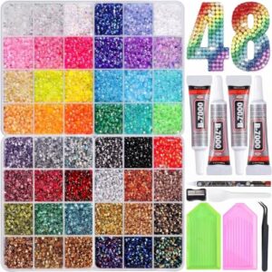 iKumar 48000 Pcs 3mm Bedazzling Kit, 48 Colors Flatback Rhinestones