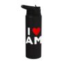 I Love AM Initials First Last Name Personalised Red Heart Stainless Steel Insulated Water Bottle