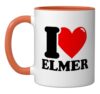 I love Elmer funny fist name design Ceramic Mug, Orange/White
