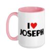 I Love Joseph - I Heart Joseph Ceramic Mug, Pink/White, 15oz