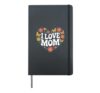 I Love Mom Floral Heart Butterfly Design Hardcover Journal, Black